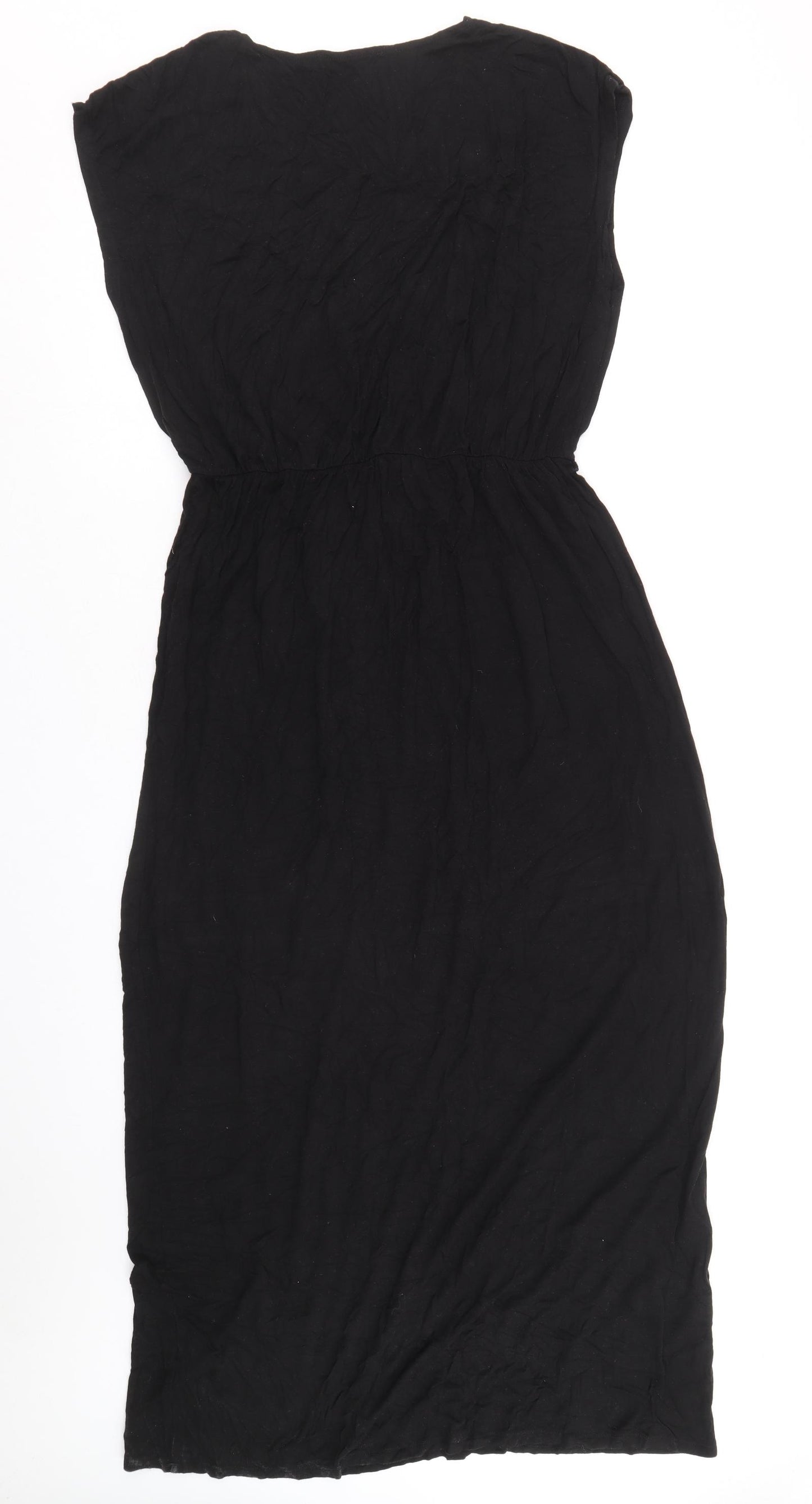 Oasis Womens Black Viscose Maxi Size 12 V-Neck Pullover
