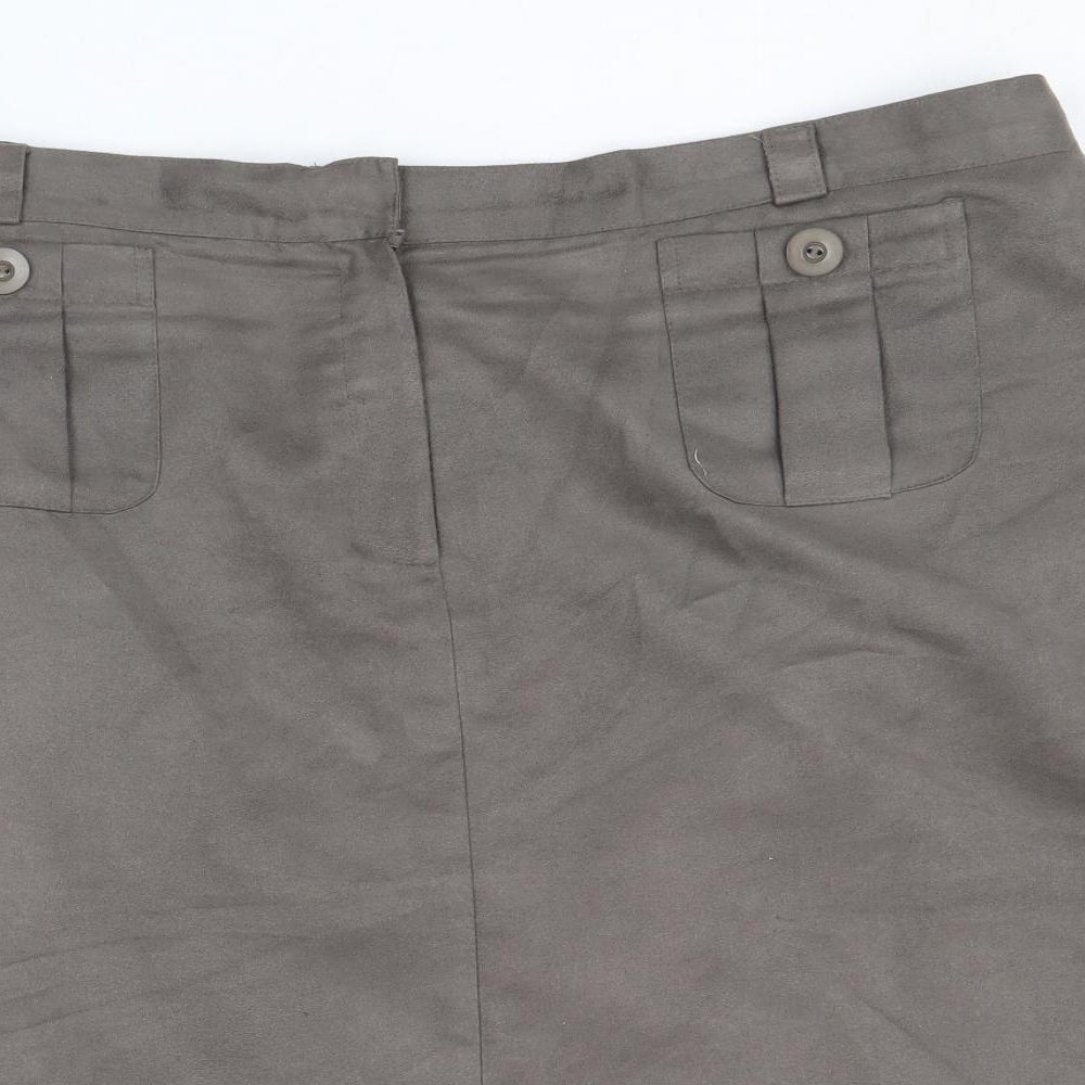 Bonmarche Womens Brown Polyester A-Line Skirt Size 20 Zip