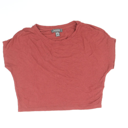 Primark Womens Red Polyester Basic T-Shirt Size 12 Round Neck - Size 12-14