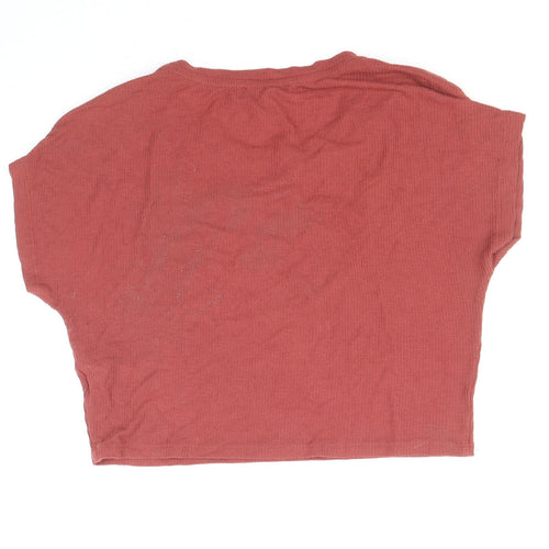 Primark Womens Red Polyester Basic T-Shirt Size 12 Round Neck - Size 12-14
