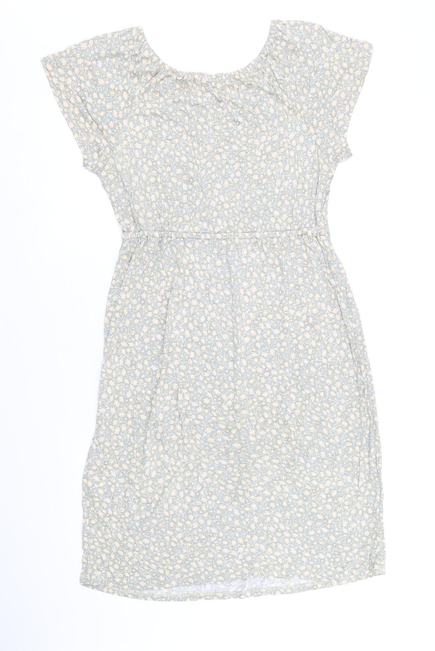 H&M Womens Beige Floral Viscose A-Line Size S Scoop Neck Pullover