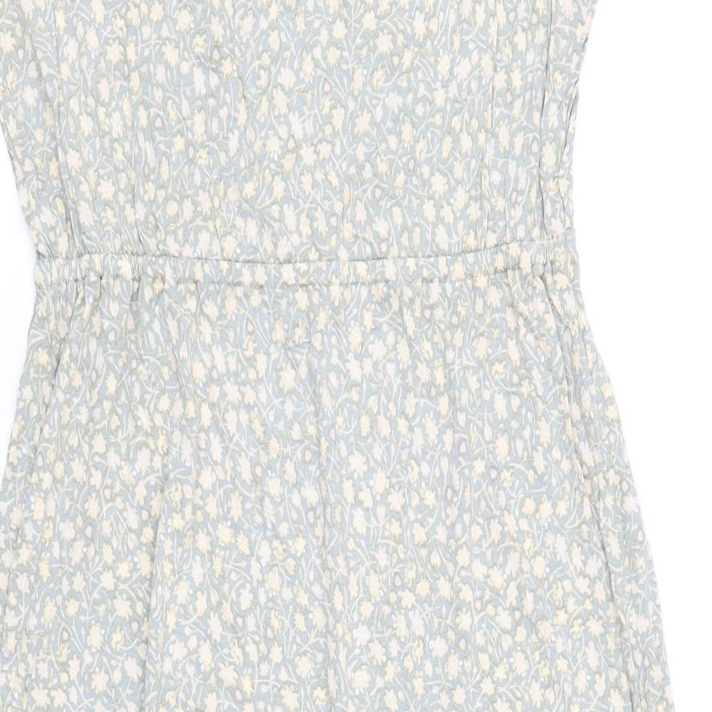 H&M Womens Beige Floral Viscose A-Line Size S Scoop Neck Pullover