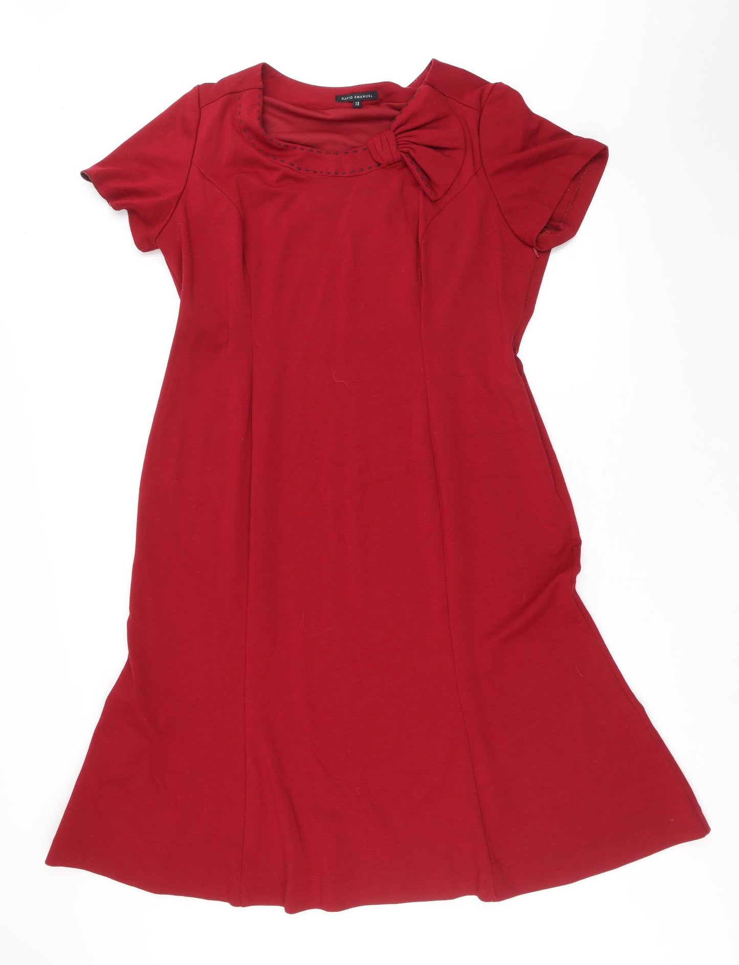 David Emmanuel Womens Red Polyester A-Line Size 18 Scoop Neck Zip