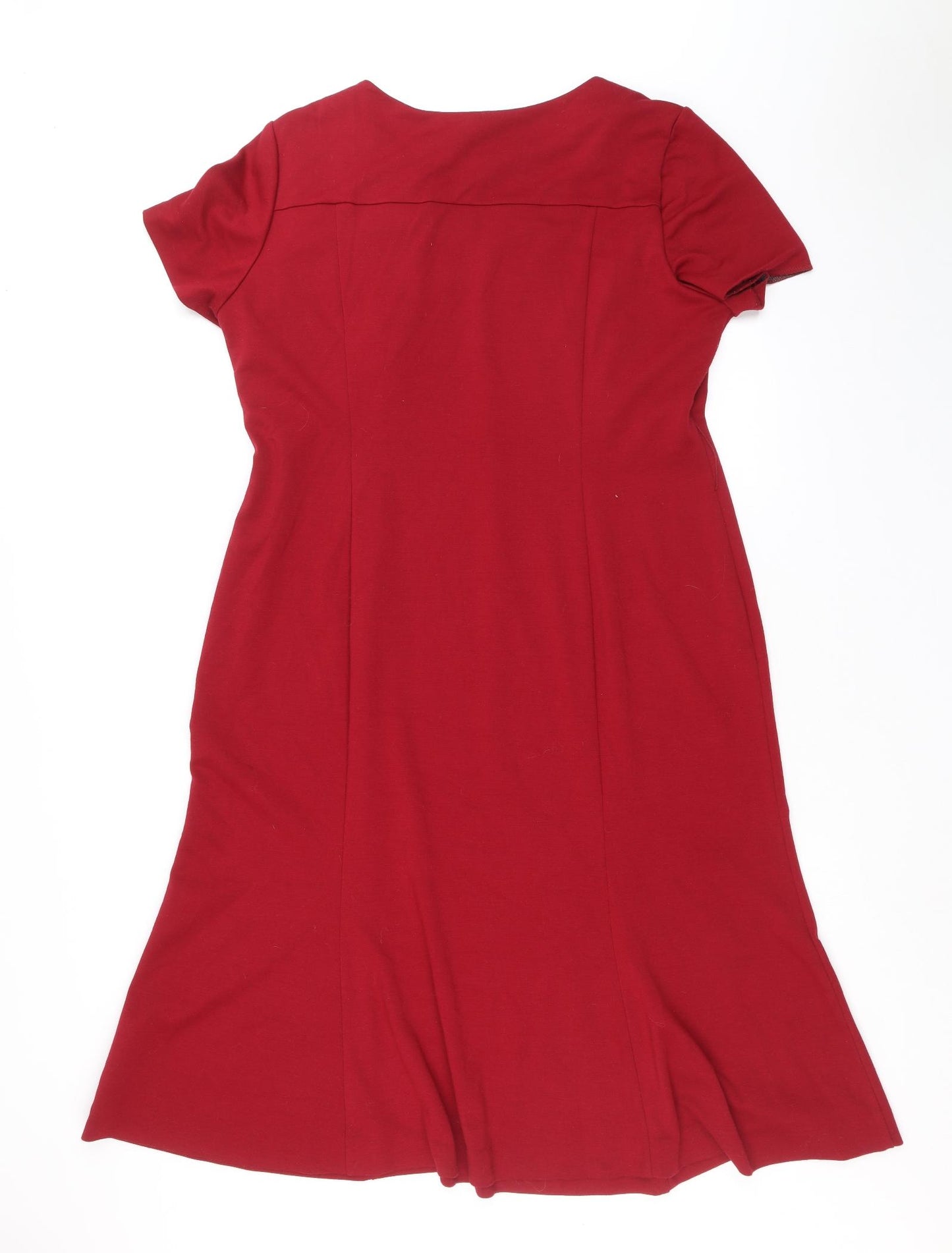 David Emmanuel Womens Red Polyester A-Line Size 18 Scoop Neck Zip