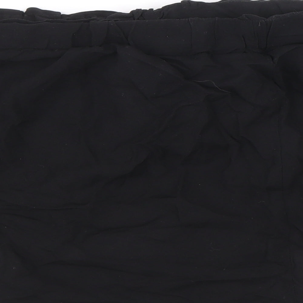 Primark Womens Black Herringbone Viscose Culotte Shorts Size 14 Regular Drawstring