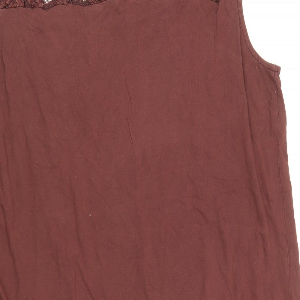 NEXT Womens Brown Viscose Tunic Tank Size 18 Round Neck - Lace Detail