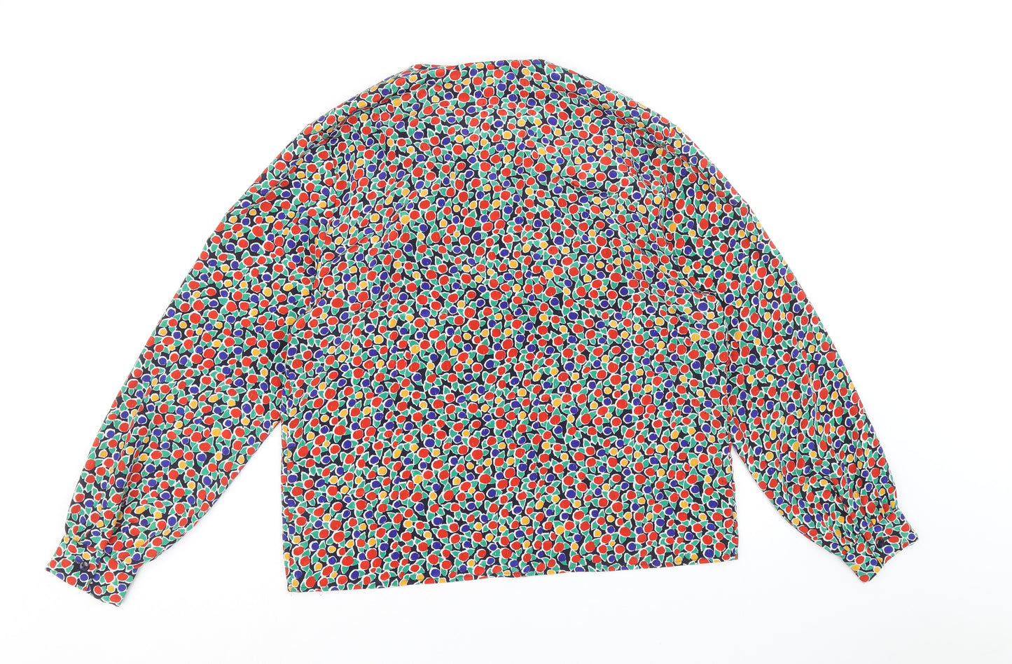 Eastex Womens Multicoloured Geometric Polyester Basic Blouse Size 12 Round Neck - Pussy Bow Neck