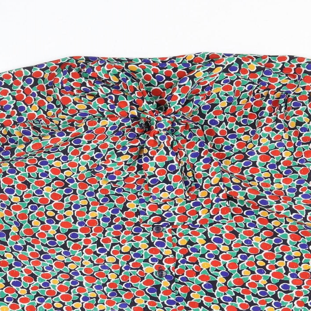 Eastex Womens Multicoloured Geometric Polyester Basic Blouse Size 12 Round Neck - Pussy Bow Neck