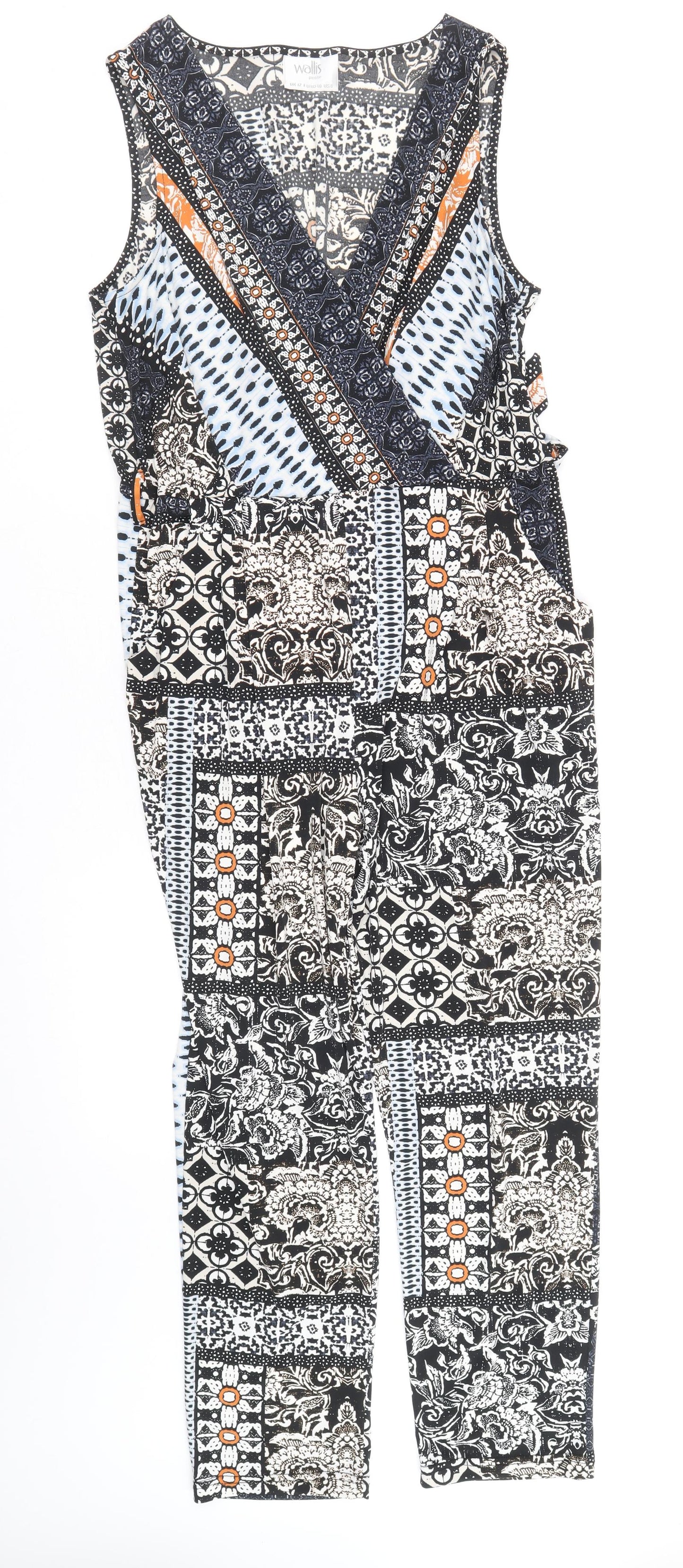 Wallis Womens Multicoloured Paisley Polyester Jumpsuit One-Piece Size 12 Pullover