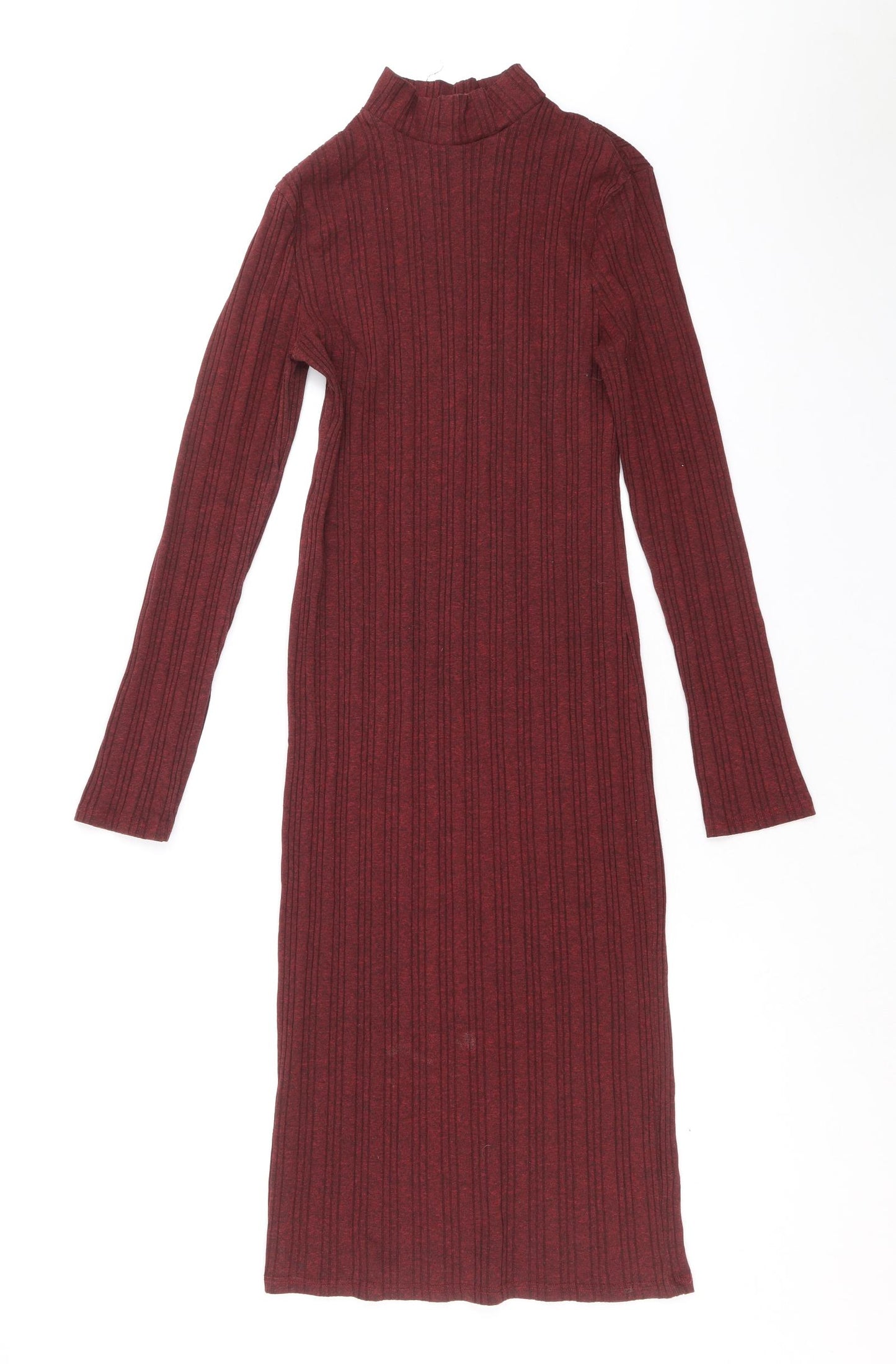 Miss Selfridge Womens Red Polyester Jumper Dress Size 12 High Neck Pullover
