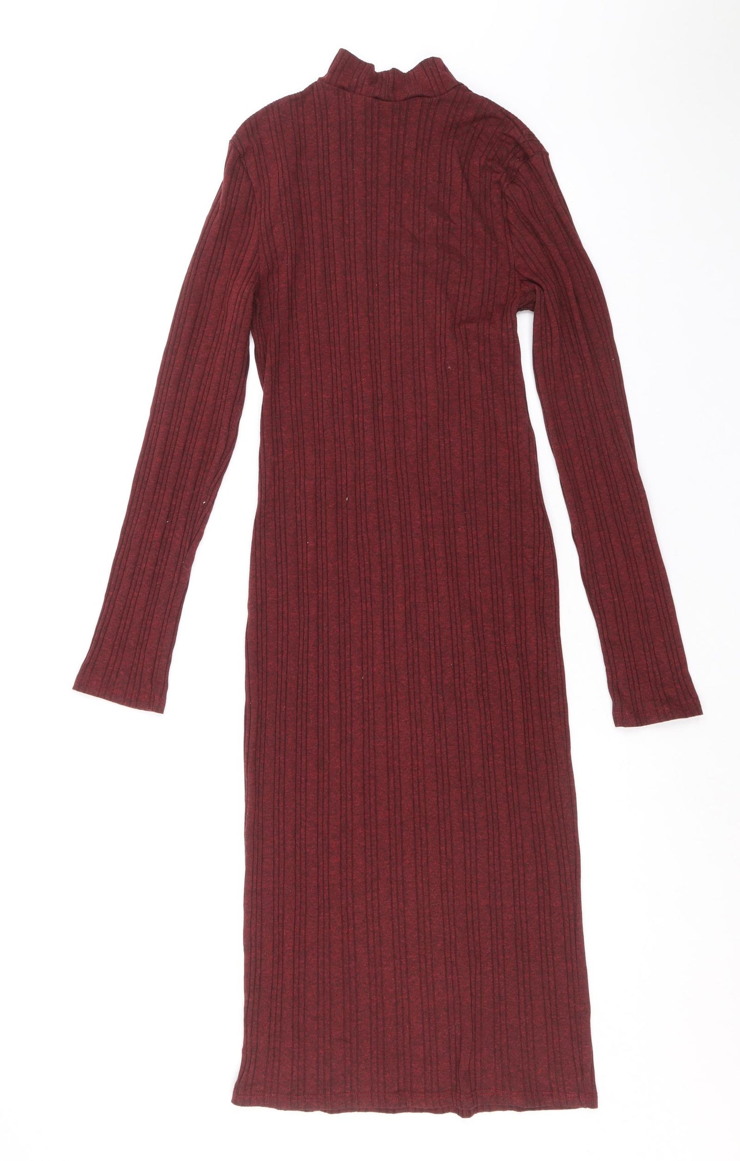Miss Selfridge Womens Red Polyester Jumper Dress Size 12 High Neck Pullover