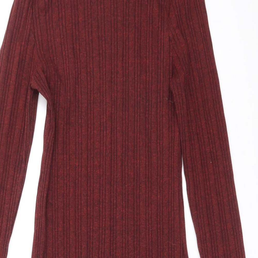 Miss Selfridge Womens Red Polyester Jumper Dress Size 12 High Neck Pullover