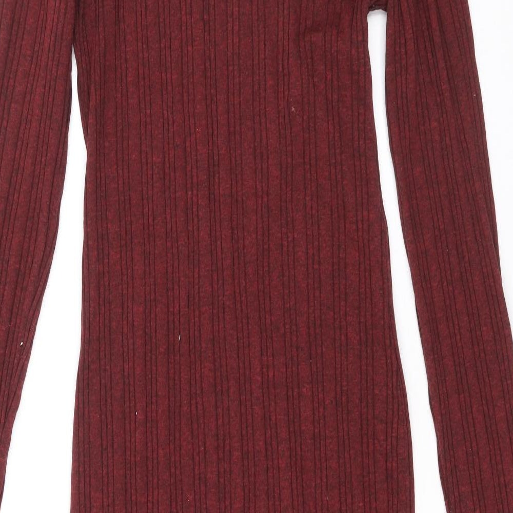 Miss Selfridge Womens Red Polyester Jumper Dress Size 12 High Neck Pullover