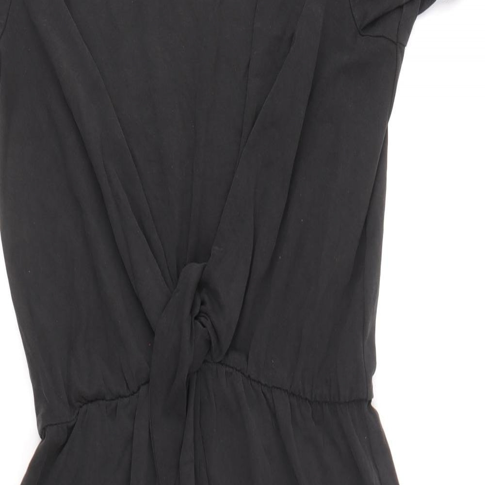 Warehouse Womens Black Modal A-Line Size 10 Round Neck Pullover