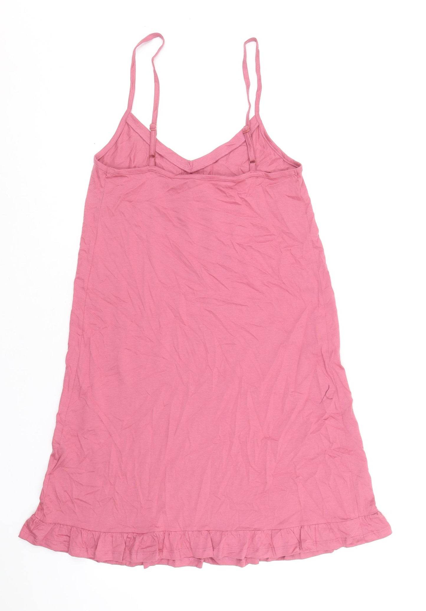 Marks and Spencer Womens Pink Cotton Tank Dress Size S V-Neck Pullover - Drop hem