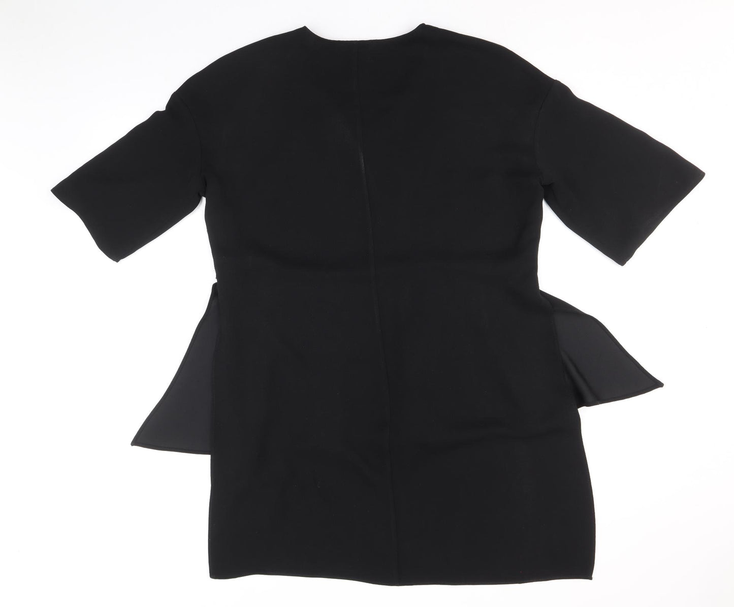 H&M Womens Black Polyester Tunic Blouse Size 14 V-Neck - Hi Lo Hem