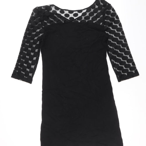 Mango Womens Black Viscose A-Line Size L Boat Neck Pullover