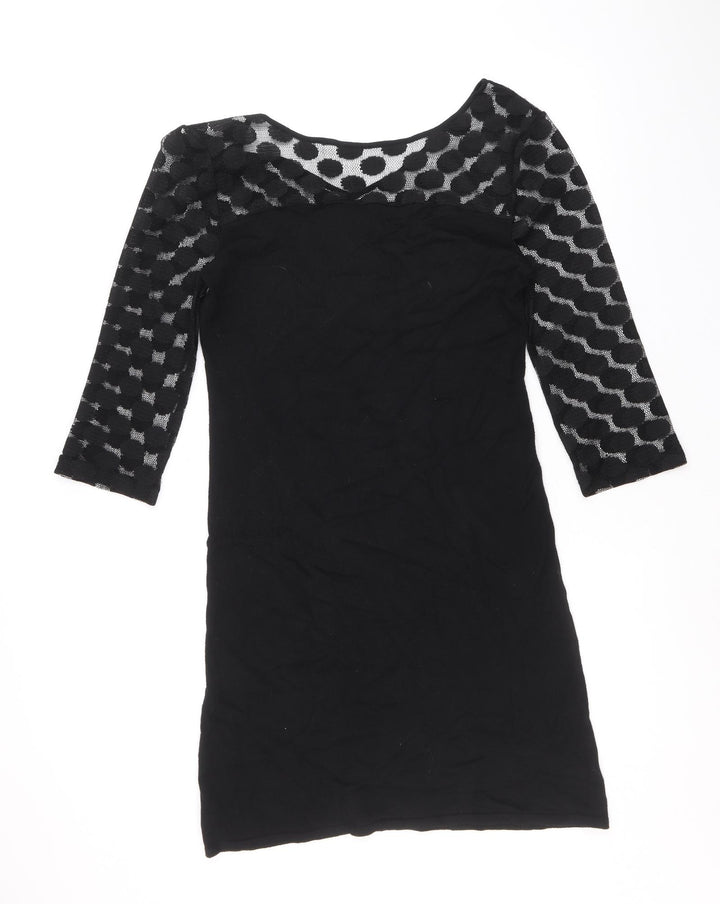 Mango Womens Black Viscose A-Line Size L Boat Neck Pullover