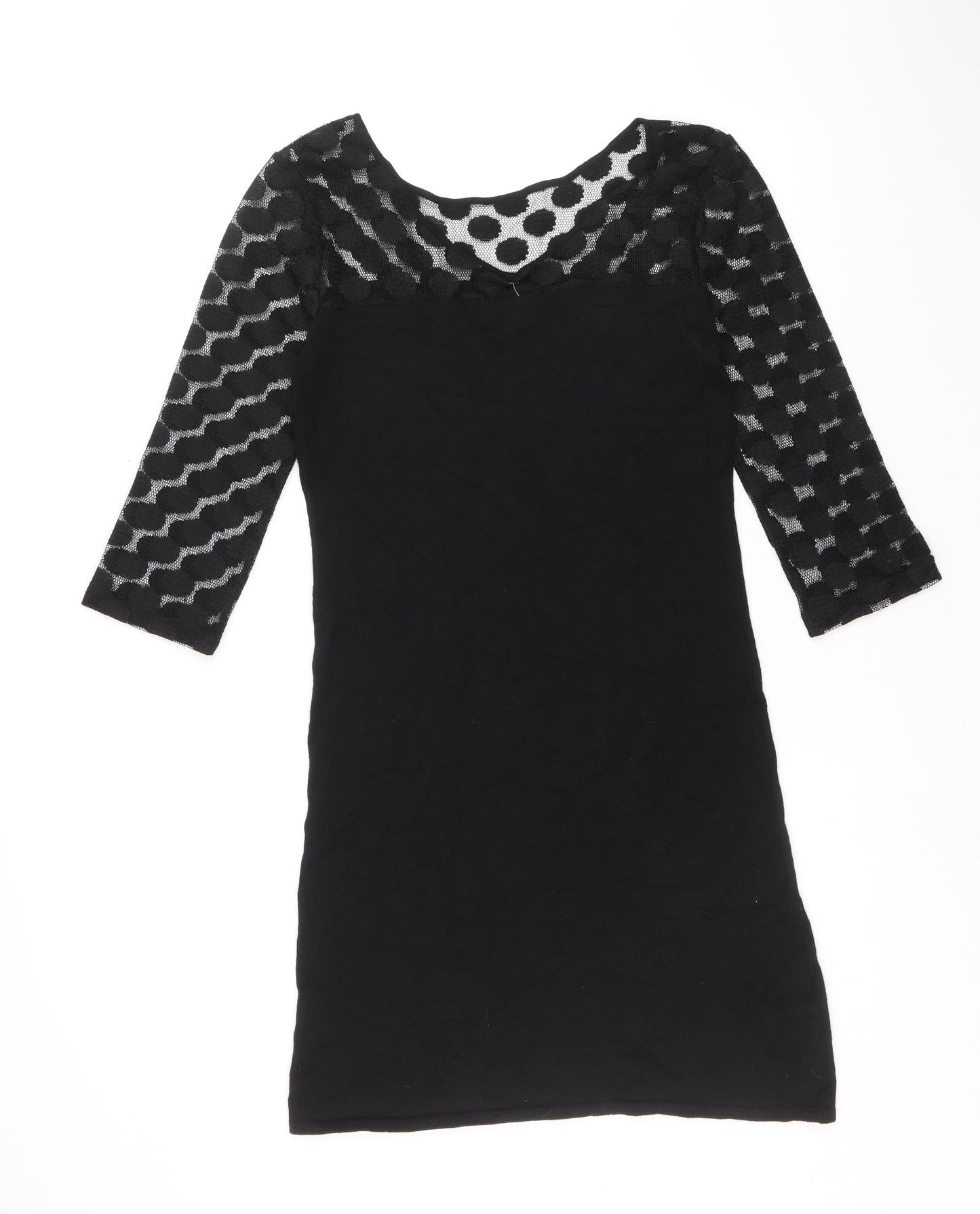 Mango Womens Black Viscose A-Line Size L Boat Neck Pullover