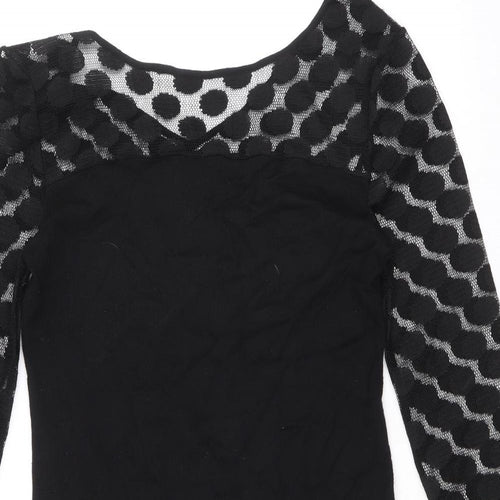 Mango Womens Black Viscose A-Line Size L Boat Neck Pullover