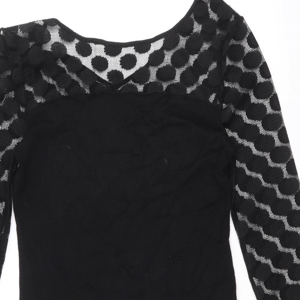 Mango Womens Black Viscose A-Line Size L Boat Neck Pullover