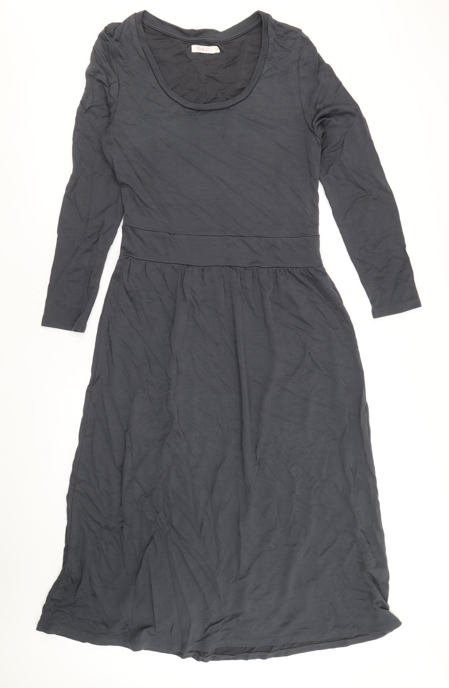 Finery Womens Grey Viscose Fit & Flare Size 12 Scoop Neck Pullover