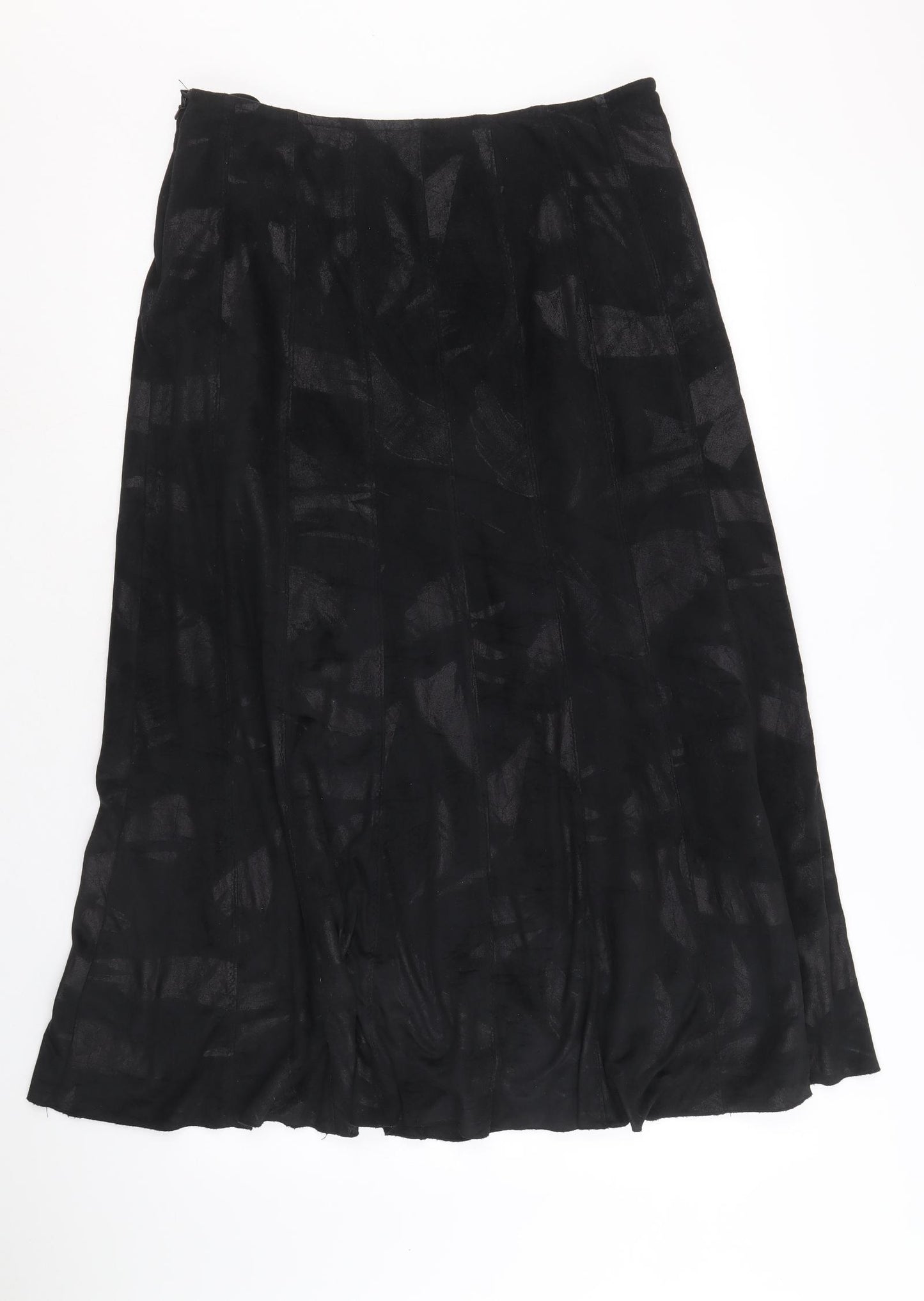 Per Una Womens Black Geometric Polyester Swing Skirt Size 12 Zip