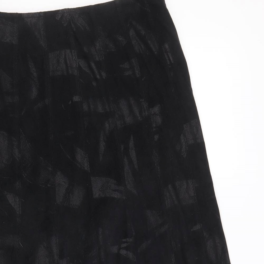 Per Una Womens Black Geometric Polyester Swing Skirt Size 12 Zip
