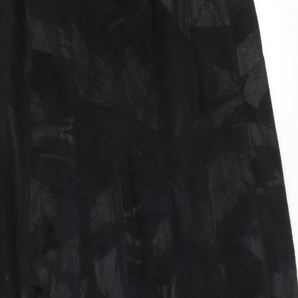 Per Una Womens Black Geometric Polyester Swing Skirt Size 12 Zip