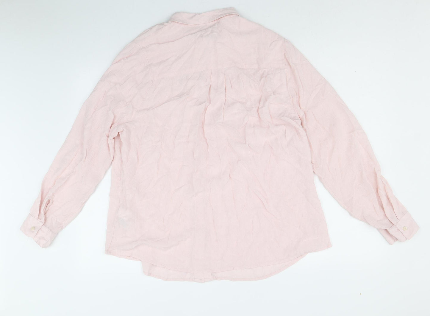 Marks and Spencer Womens Pink Viscose Basic Button-Up Size 16 Collared