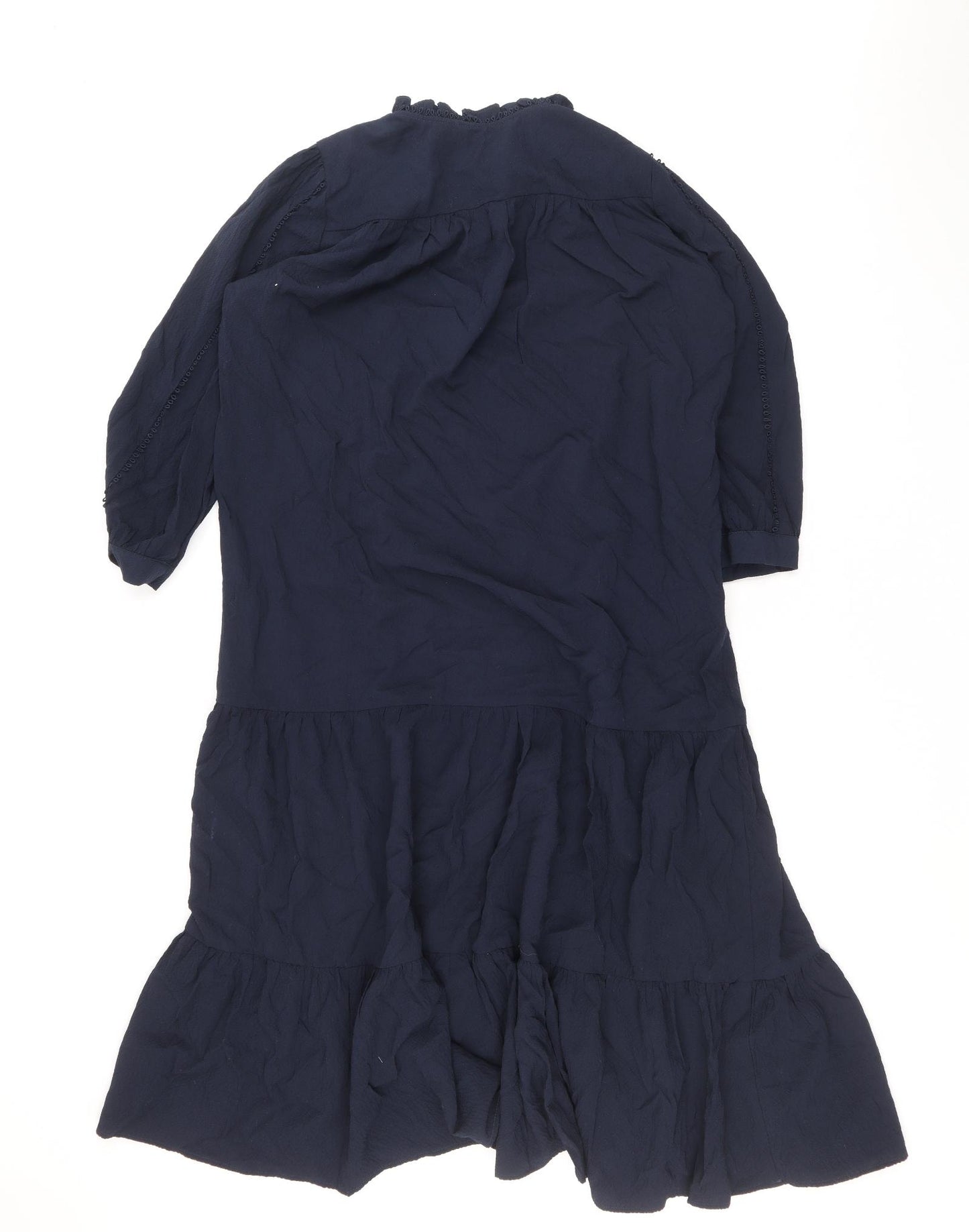 Marks and Spencer Womens Blue Viscose A-Line Size S Round Neck Tie