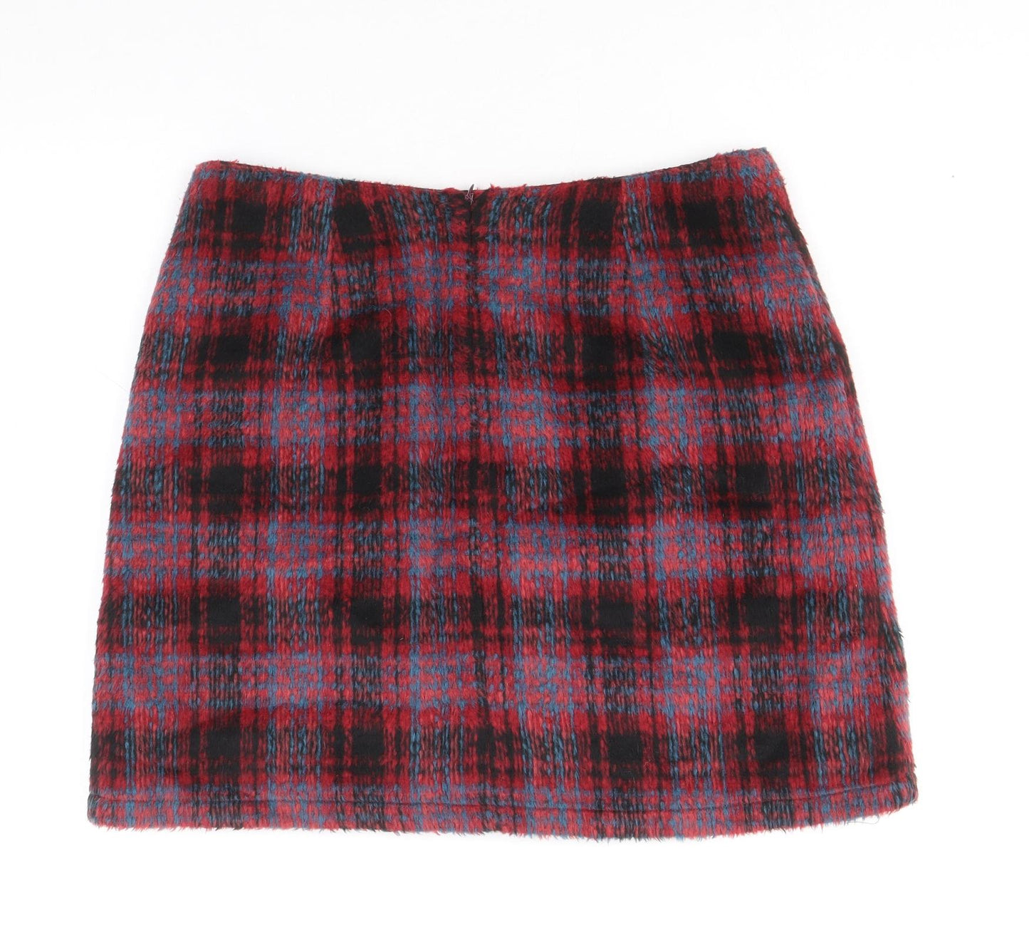 George Womens Red Plaid Polyester Straight & Pencil Skirt Size 12 Zip