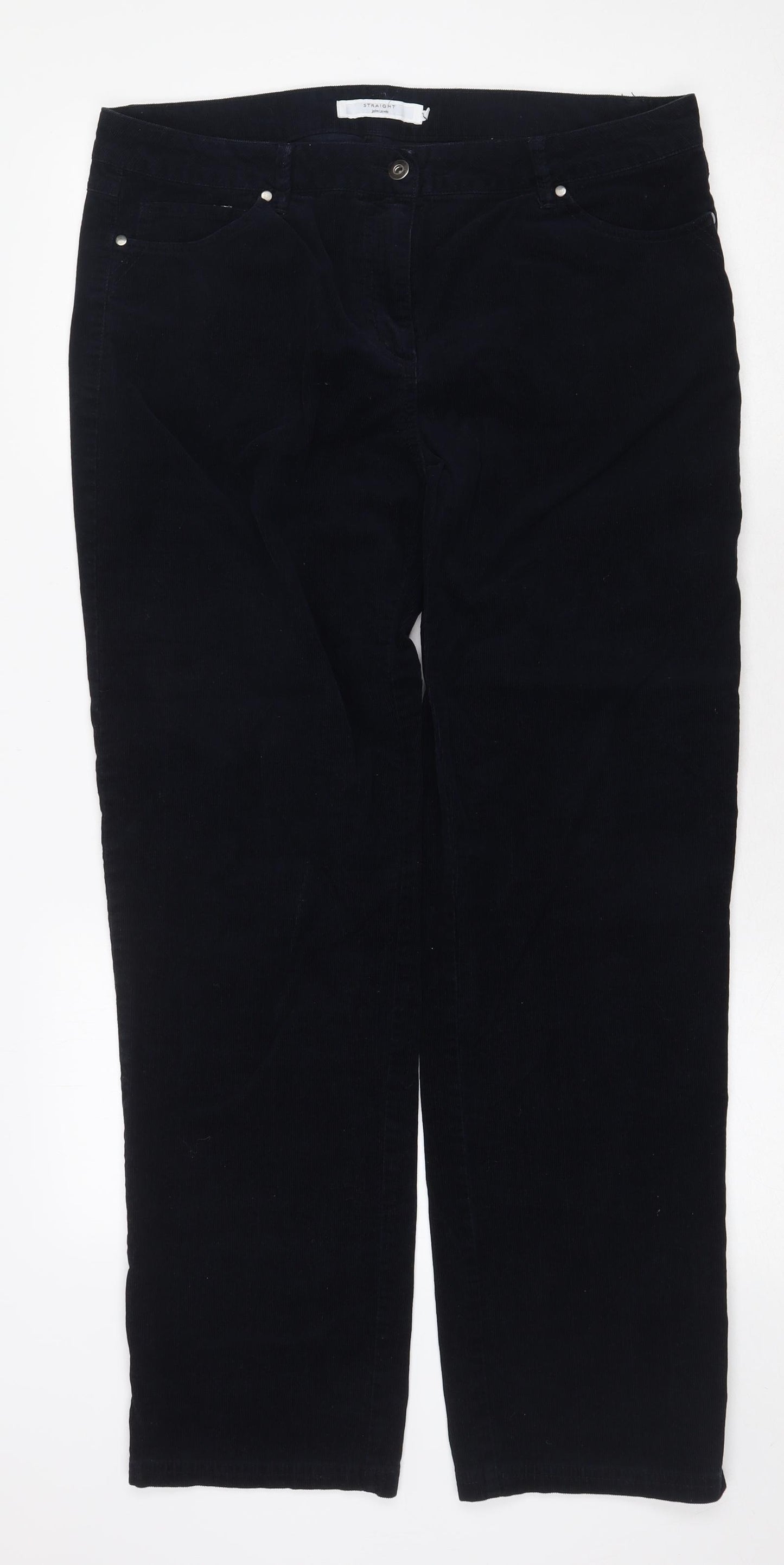 John Lewis Womens Blue Cotton Trousers Size 16 Regular Zip