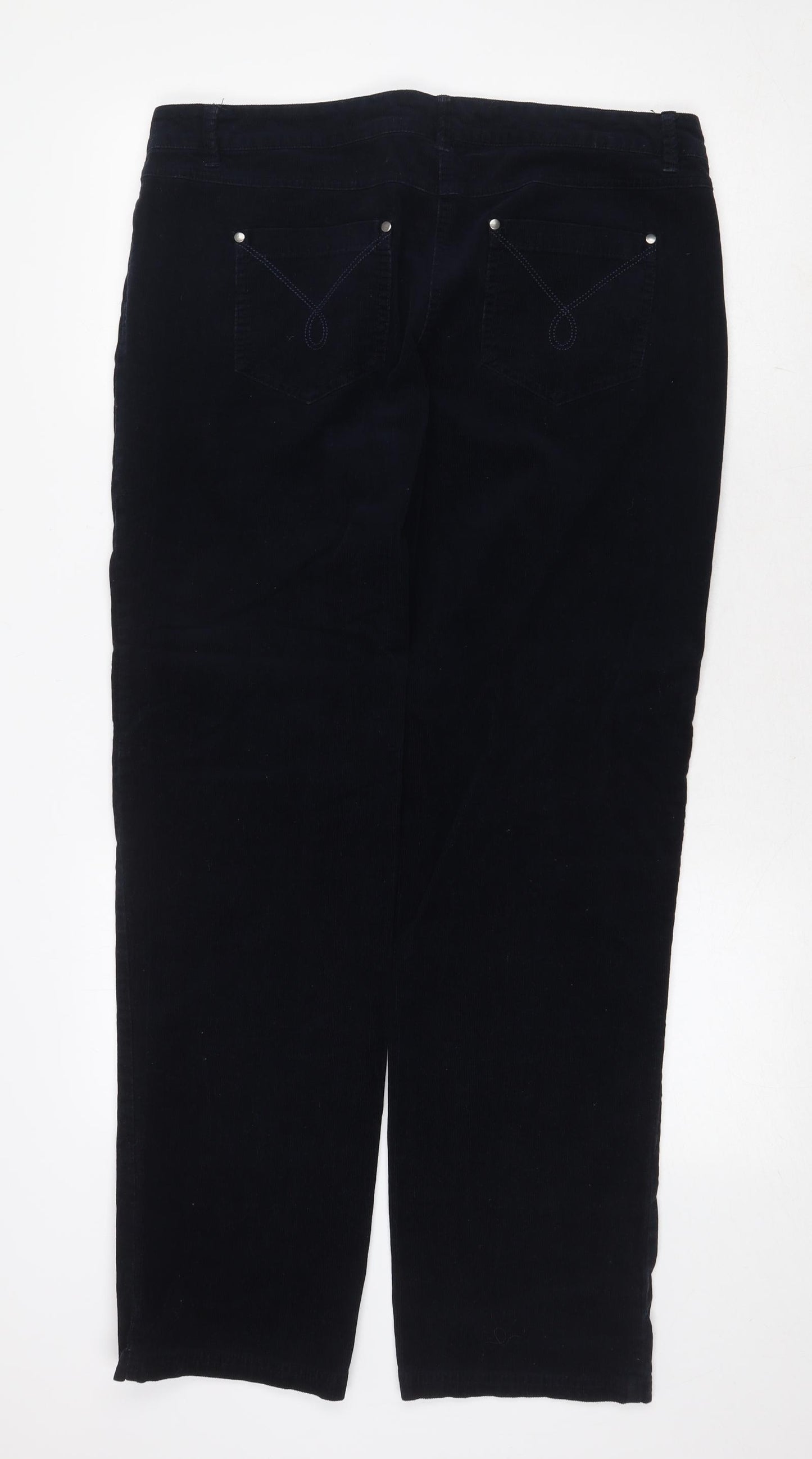 John Lewis Womens Blue Cotton Trousers Size 16 Regular Zip