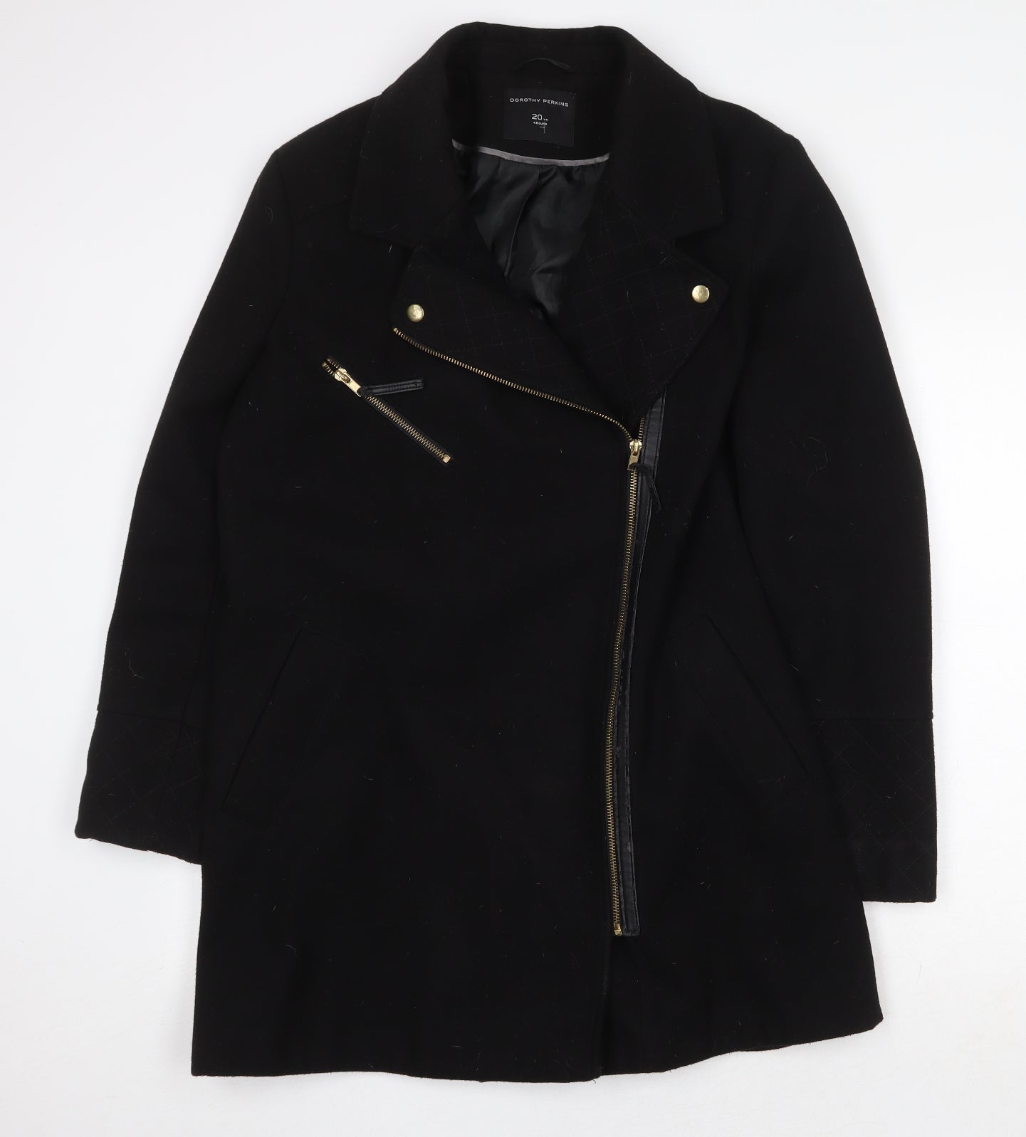 Dorothy Perkins Womens Black Motorcycle Jacket Jacket Size 20 Zip