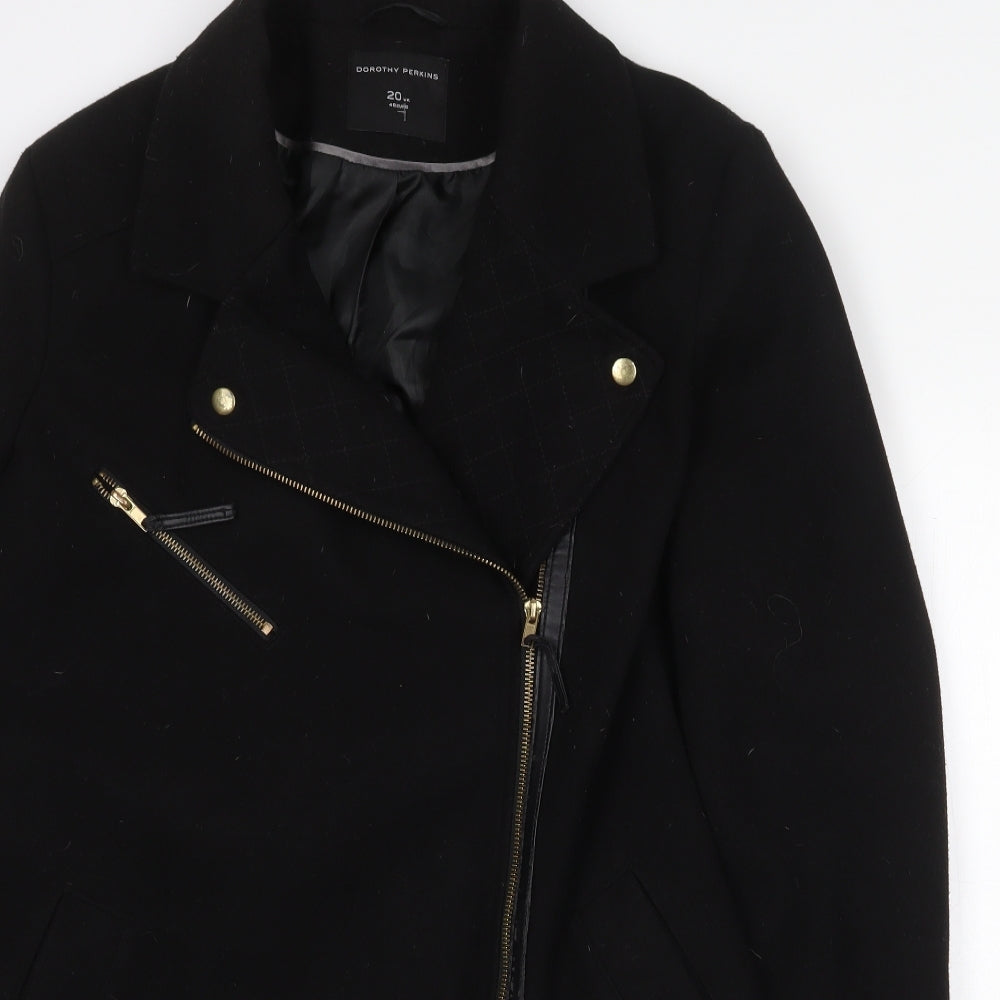 Dorothy Perkins Womens Black Motorcycle Jacket Jacket Size 20 Zip