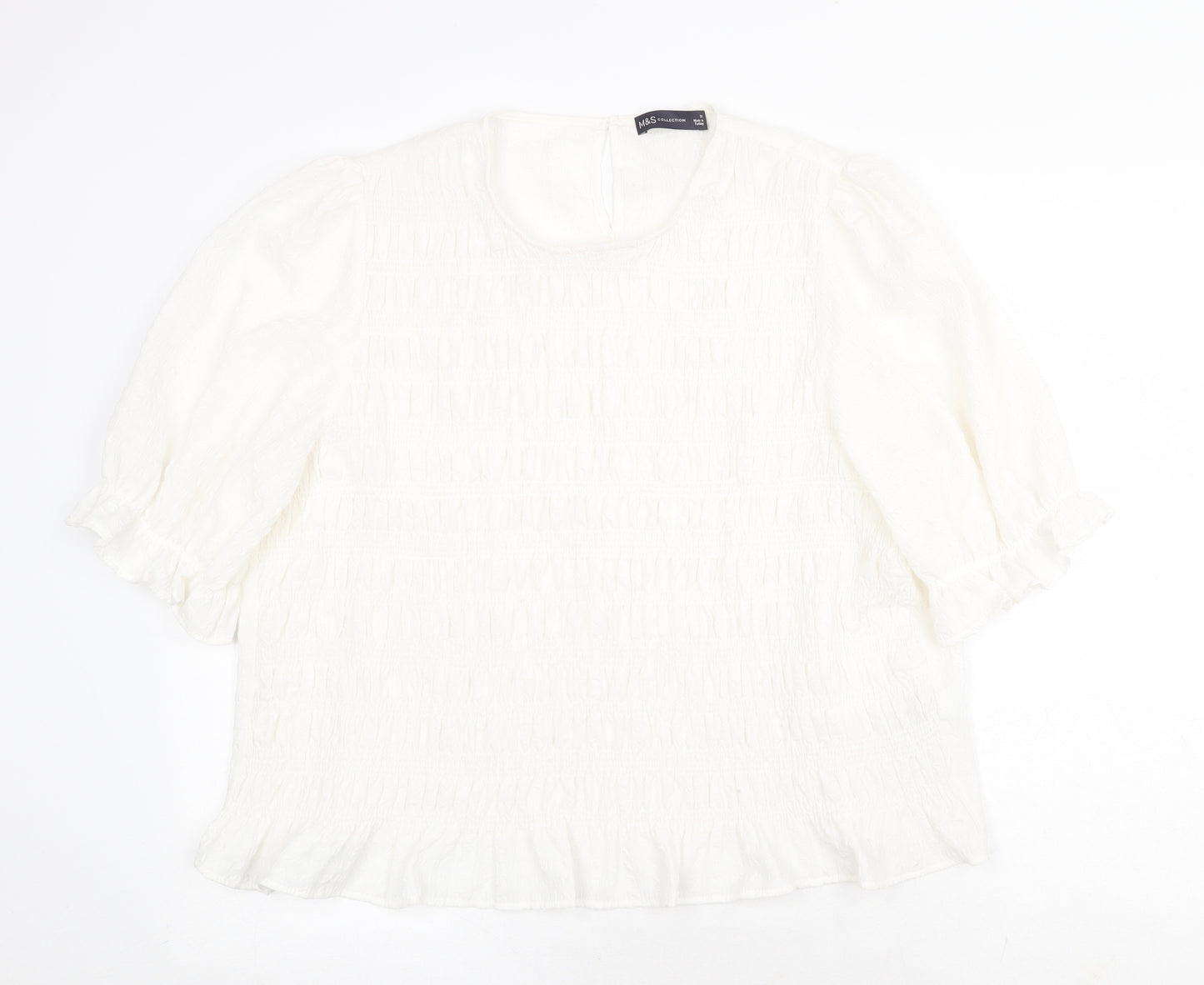 Marks and Spencer Womens White Cotton Basic T-Shirt Size 22 Round Neck