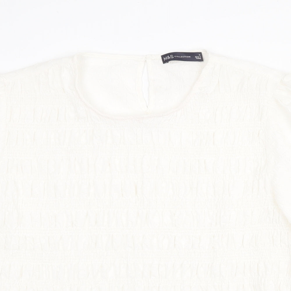 Marks and Spencer Womens White Cotton Basic T-Shirt Size 22 Round Neck