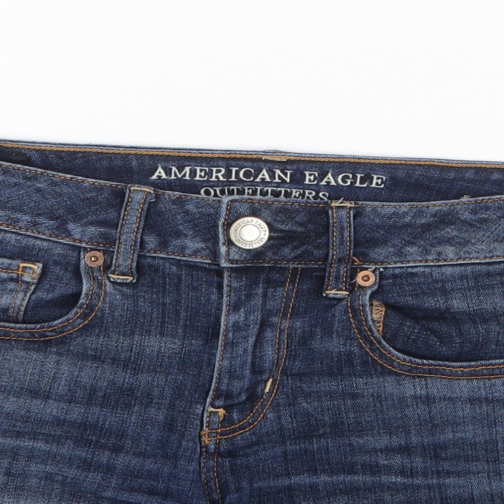 American Eagle Outfitters Womens Blue Cotton Hot Pants Shorts Size 8 Regular Zip