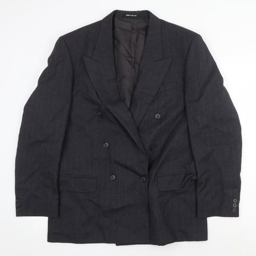 St Michael Mens Grey Striped Wool Jacket Suit Jacket Size 40 Regular