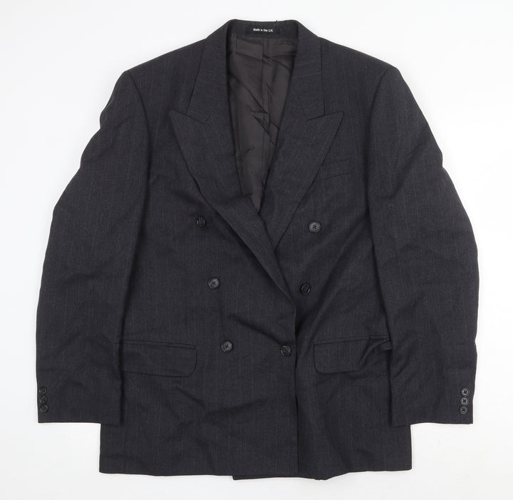 St Michael Mens Grey Striped Wool Jacket Suit Jacket Size 40 Regular