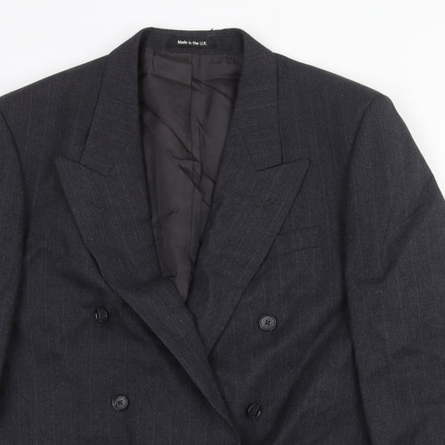 St Michael Mens Grey Striped Wool Jacket Suit Jacket Size 40 Regular