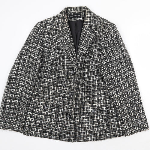 Wardrobe Womens Black Plaid Jacket Blazer Size 14 Button