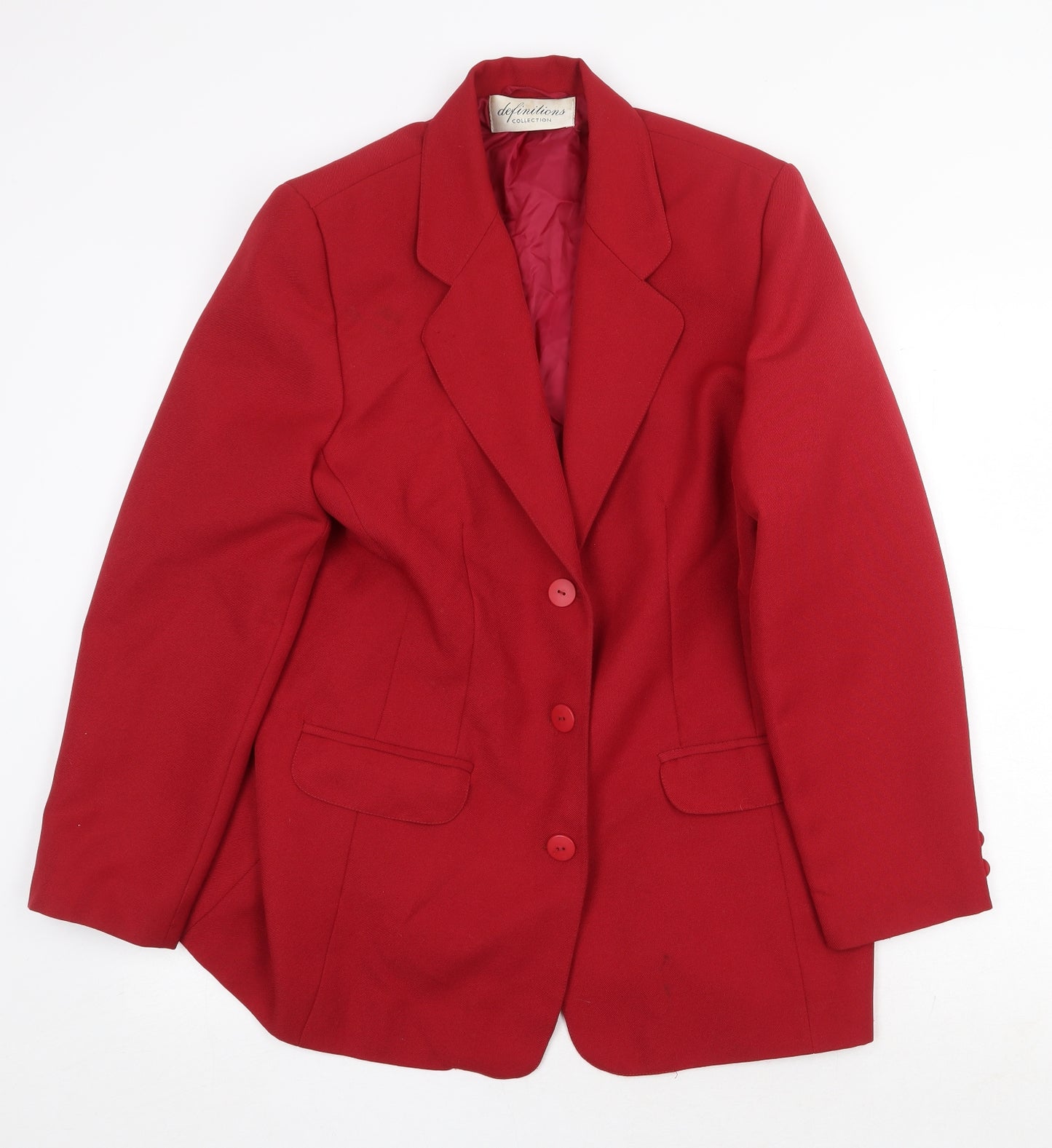 Definitions Womens Red Herringbone Jacket Blazer Size 16 Button