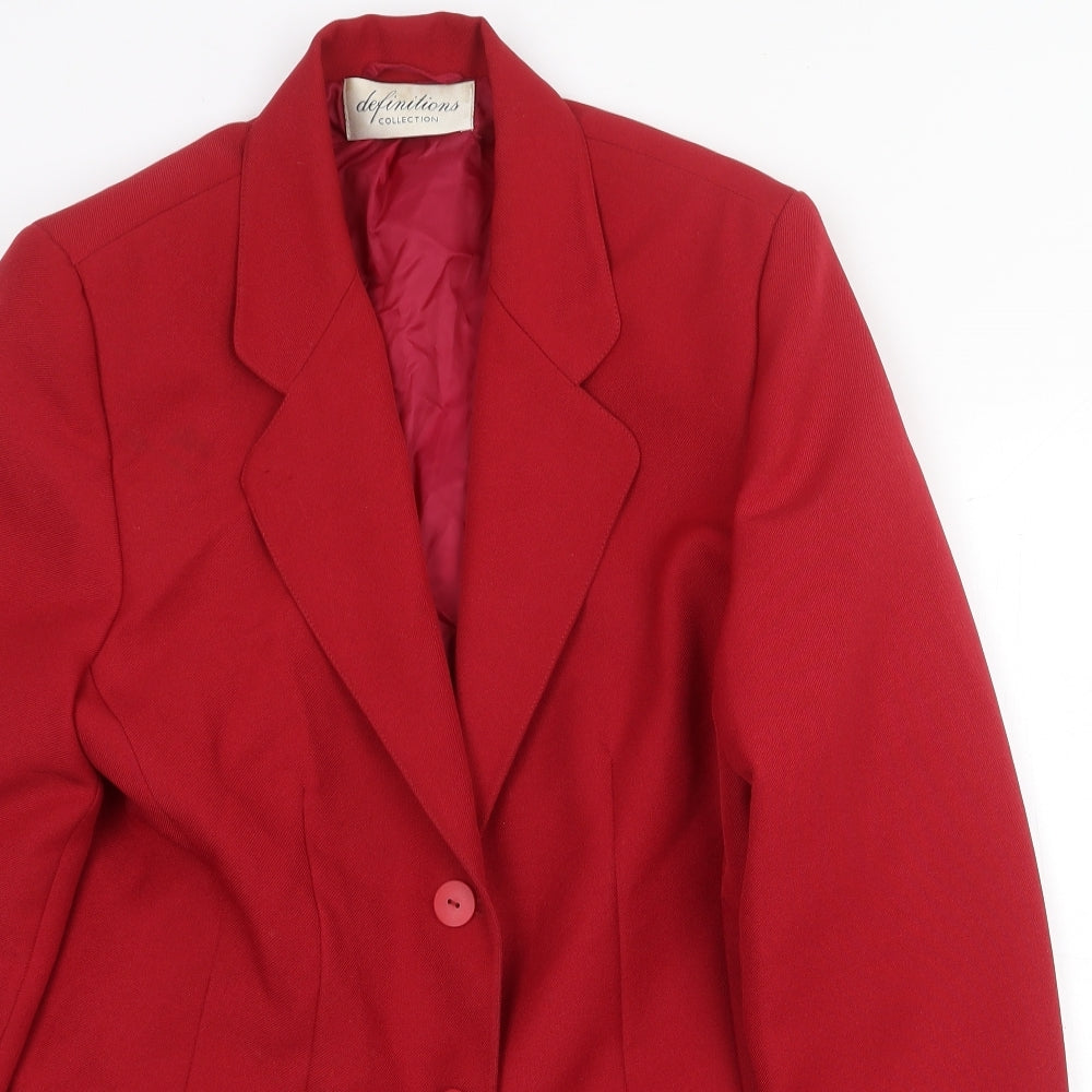 Definitions Womens Red Herringbone Jacket Blazer Size 16 Button