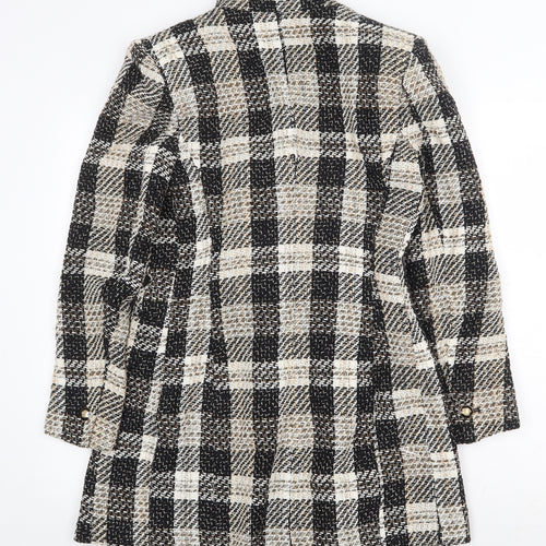 Zara Womens Beige Plaid Jacket Blazer Size M Button
