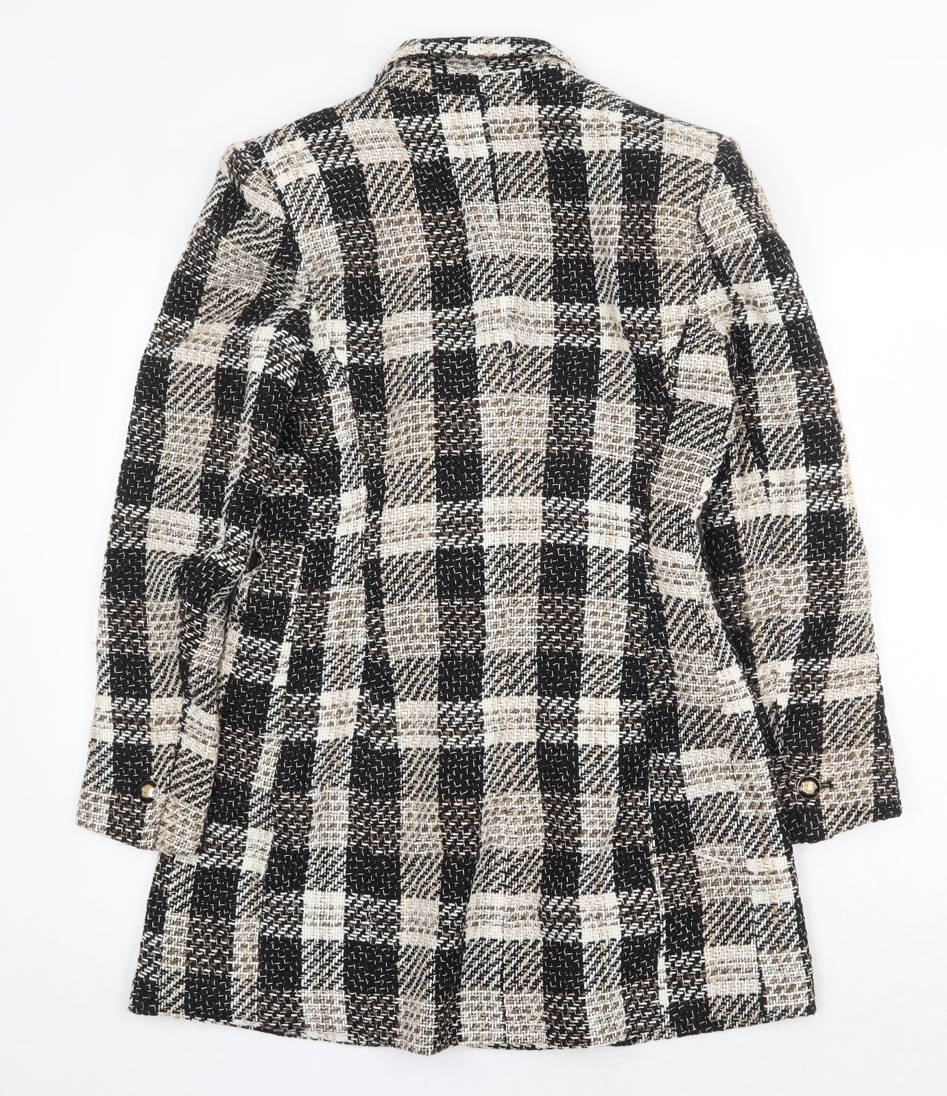Zara Womens Beige Plaid Jacket Blazer Size M Button