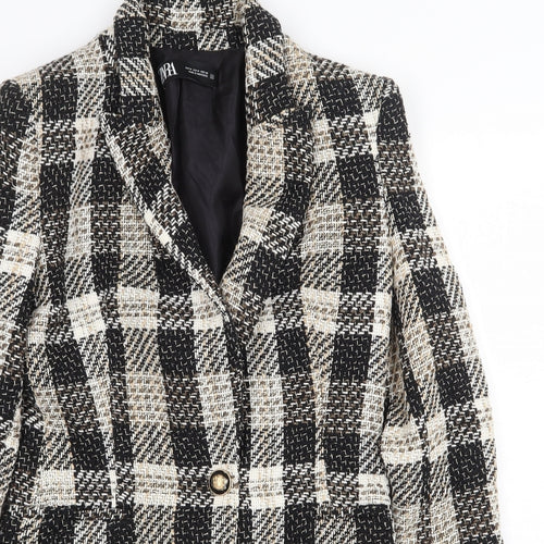 Zara Womens Beige Plaid Jacket Blazer Size M Button
