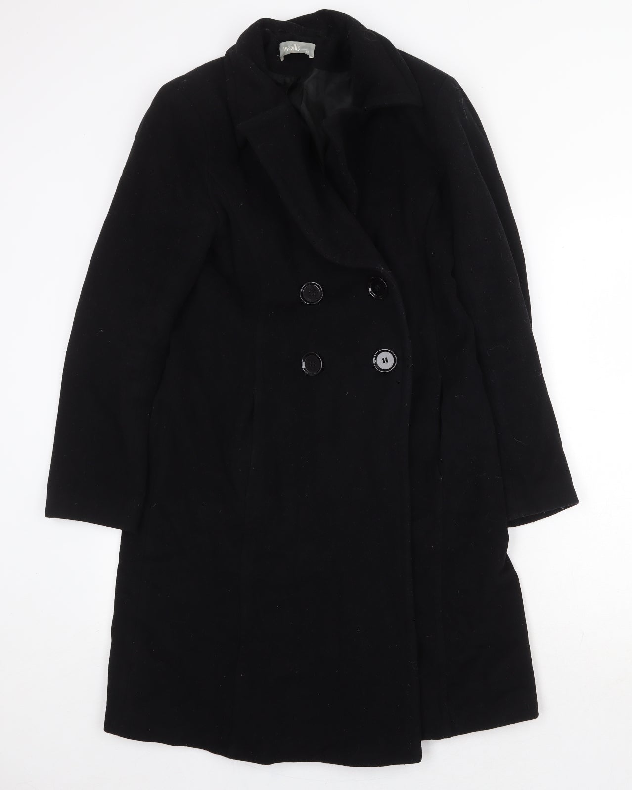Wallis Womens Black Pea Coat Coat Size 10 Button