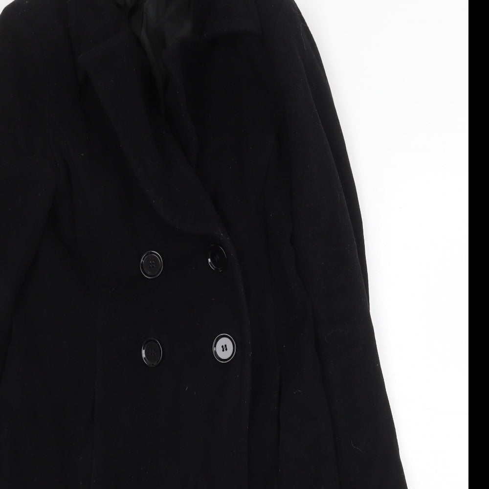 Wallis Womens Black Pea Coat Coat Size 10 Button
